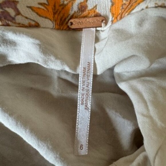 Free People Floral Maxi Skirt – Cream & Tan Boho Print, Size 6 - Picture 5 of 5